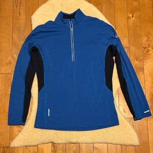 Icebreaker GT 200 1/4 zip pullover, merino wool, blue and navy, men’s large